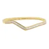 Wave Band Manchet Bangle Armband Mode Luxe Bezel Baguette Cubic Zirconia Vonken Bling Hoge Kwaliteit Mode Vrouwen Sieraden