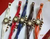 Vintage Butterfly Watch Genuine Leather Hand Knit Watches bracelet Wristwatches Alloy Pendant Women Luxury Dial Dress Clock