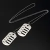 Men Boy Hip Hop Fashion Military Dog Tag Pendant Necklace Punk Stainless Steel Jewelry 70cm Long Chain Male Name Necklaces