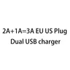 100pcs / lot Vente en gros 2A + 1A = 3A EU US Plug Dual Ports USB Travel Charging AC Wall Charger Adapter Pour smartphone universel android phone