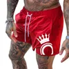 Fitness bodybuilding heren zomer casual cool korte broek rood zwart mannelijk jogger training strand shorts voor mannen