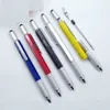 200PC Aluminium Multifunctionele Tool Ballpoint Pen / Level Instrument / Liniaal / Schroevendraaier / Capacitance Touch kan Custom Carving Logo zijn