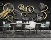 Wallpaper costume 3d Europeia simples moderno 3d Stereo Tropical Plant Golden Leaf Home Decor Sala Quarto Wallcovering Wallpaper HD