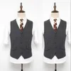 2019 Nieuwste Grijze Bruiloft Bruidegom Vesten Wol Herringbonetweed Vesten GroomsMen Vest Mens Pak Vest Prom Blazers Vest