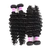 Les cheveux humains vierges brésiliens de couleur naturelle Deep Wave tissent des extensions de trames de cheveux non transformés 8-28 pouces DHL Free