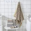 Simple Lattice Soft Absorbent Thick Cotton Towel Bath Towel Set of Three292L