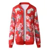 Women Retro Flower Printed Jacket Ethnic Zipper Bomber Collar Coat Casual Outwear floral Autumn Spring Basic Short Biker Jackets LJJA2817