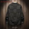 KUANGNAN Solide Plaid Tricoté Hiver Pull Hommes Pull Homme Épais Chaud Pull Hommes Pull Manteau Hiver Hommes Chandails 2018 Automne SH190930