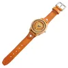 Steampunk Natural Wood Watches Deer Elk Dial Men's Bamboo Wrist Watch Quartz Clock Black Brown Leather Bracelet Strap Gift292e