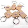 Tom Round Rectangle Wood Key Chain DIY Promotion Anpassad trä Keychains nyckeltaggar Kampanjgåvor300v