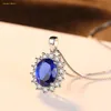 2018 Nowy S925 Pure Silver Naszyjnik Kashmir Velvet Blue Wisiorek Princess Diana Gem Necklace 925 Sterling Silver Wisiorek Dla Kobiety