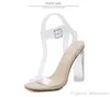 Donne039s Lucite Clear Dress Block Block Strappy Blocco robusto Clear PVC High Heel Open Piep Toe Sandalo3410176