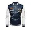 Giacca da baseball da uomo Bomber Biker Pu Coat Faux Giacche da pilota Varsity Fleece College Top in pelle Slim Fit Capispalla da motociclista