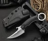 2020 Nieuwe Outdoor Survival Rechte Mes D2 Satijn / Zwart Steen Wash Blade Black G10 Volledige Tang Handgreep met Kydex