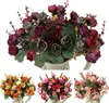 1 Bouquet de roses artificielles, 21 têtes, fleurs colorées en soie, fausses fleurs pour la beauté, décoration de fête de mariage à domicile, GB1249