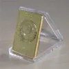 Free Shipping 5Pcs, USSR Soviet National Emblem CCCP Gold Plated Bullion Bar Russian Souvenir Coin