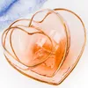 أكواب الأوعية الزجاجية على شكل قلب مع حافة ذهبية متميزة من الأدوات الزجاجية اليابانية ذات الأدوات الزجاجية المرفقة لحلوى سلطة الفاكهة فائقة الشعاب المرجانية