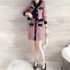 Winter Women Tweed Vintage Two Piece Skirt Suits Sets Buttons Coat And A-line Skirt Outfits Sets Elegant Fashion 2 Piece Sets