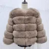 2020 mode manteau court réel manteau de fourrure femmes manteaux de fourrure naturelle hiver neuf quarts manches vêtements chauds chaud