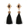 Bijoux en cristal coréenne Boucles d'oreilles Couronne en alliage noir long Tassel Boucles d'oreilles pour les femmes Bohême Brincos De l'Inde E551