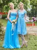 Ocean Blue Cap Cap Willeves Bridesmaid платья милая империя длинные плюс размер горничный честь партии платья в стране Стиль BOHO Party платье