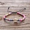 Bohemian Braided Shell Bracelet Unisex Handmade Multi Color Resin Bead Woven Bracelet with Shell Summer Beach Adjustable for Women Jewelry