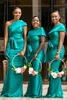 Hunter verde africano abiti da damigella d'onore a buon mercato con tela di raso a gambo di raso per matrimoni abiti ospiti Maid of Honow