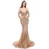 Sparkly Black and Gold Evening Dresses Mermaid Prom Dresses For Black Girls Plus Size Applicies Sweetheart Elegant Caftan African 6708744