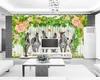 Papier peint Animal 3d personnalisé zèbre, belle Rose stéréo, Style Pastoral, mur de fond en soie