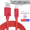 2.1a tecido forte de tecido pesado de nylon de metal pesado tipo C Micro V8 carregador de cabos USB CABELO 1M 2M 3M para telefones Samsung Android