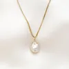 LuckyShine Natural Pearl Baroque style Pendants Women's 18k Gold Necklace Pendants Gorgeous Charm Jewelry