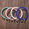 Venta al por mayor-brazalete de cuero simple y encantador del diseñador de moda ins para mujer con llavero