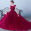 2019 Nowy Robe De Soiree Suknie Wieczorowe The Married Bankiet Elegancki Wino Czerwony Kwiat Lave Long Party Prom Dresses Custom Size 488