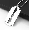 Creative Men's Hip Hop Pendant Necklaces Stainless Steel Razor Charm Necklace Silver Color Ball Blade Chain Necklaces Women Jewelry