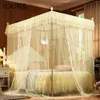 Zomer muggen Net Bed Luifel Netbed Net rechthoek 3 Deuren Open Elegant Beautiful Lace Princess Home Textile 4 Corner2828564