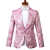 Gwenhwyfar New Fashion Men Wedding Groom Tuxedos Suit Pink Floral Printed Man Suits 의상 Homme Blazer Vest Trousers261h