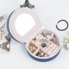Przenośne pudełko biżuterii Pierścienie Kolczyki Organizator Do przechowywania Podwójna Warstwa Podróży PU Skórzana skrzynka na prezent dla kobiet