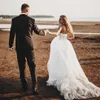 2019 Land Bohemian Bröllopsklänningar Sexiga Sweetheart Lace Appliques Boho Bridal Gowns Sexig Backless Sweep Train En Linje Bröllopsklänning