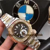 2019 New Mens armbandswach Swiss Quartz 24 timmar Månad Datum Display Dial Diamond Bezel Galvanized 18K Gold Mens Klockor Super Water Bestant Beständig