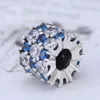 Perlina con ciondolo con scintilla blu e trasparente in argento sterling 925 con zirconi cubici per braccialetti con ciondolo gioielli stile Pandora europeo