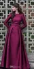 Violet Red Evening Dresses Simple Jewel Neck Long Sleeves Ruffle Floor Length Prom Dresses Custom Made Formal Party Gowns