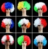 Coupe du monde Couleurs Couleurs de football Fans de football Rainbow Cosplay Clown Arfo Wild Curl Wigs Festival Halloween Carnival Dancing Party Wig Wig