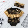 Baby meisjes kerstmis halloween jumpsuit herten pompoen spook gedrukt kant rompertjes single-breasted strikje hoofdband meisjes outfits m048