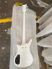 Rare sur mesure 4 cordes Symbole Un oeil blanc Guitare basse électrique, 100% à la main 26 Frets Black Block Inlay Matériel Chrome