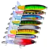 110mm 15g Pencil Fish Hook Hard Baits & Lures 6# Treble Hooks 8 Colors Mixed Propeller Plastic Fishing Gear WHB-1