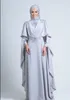 Vestidos de noche musulmanes 2019 Cuello alto Mangas largas Encaje Satén Formal Hijab Islámico Dubai Kaftan Arabia Saudita Piso Hasta el suelo Vestido de noche