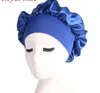 Women Wide Band Satin Silk Bonnet Cap Bekväm Natt Sova Cap Ladies Soft Silk Lång Hårvård Bonnet Headwrap GB1323