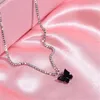 Zwierząt Wisiorek Butterfly Naszyjniki Dla Kobiet Srebrny Moda Luksusowe Iced Out Łańcuchy Rhinestone Bling Bling Hip Hop Biżuteria Choker Naszyjnik