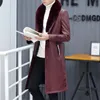 Motorcycle PU Leather Faux Fur Collar Mens Winter Korean Long Sleeve Single Breasted Slim Male Trench Coats Plus Size2112004