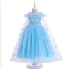 Cosplay Girl Dress paljetter Blue Princess Dresssnowflake Cape för Performance Show babykläder 27Y E8151530960